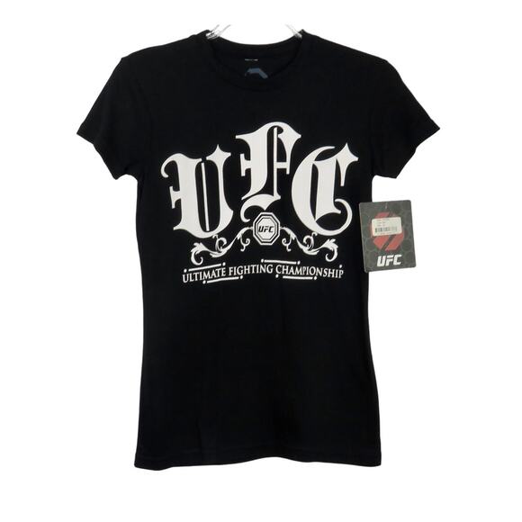 UFC Women's Black Crewneck Official T-Shirt Small - Picture 1 of 5